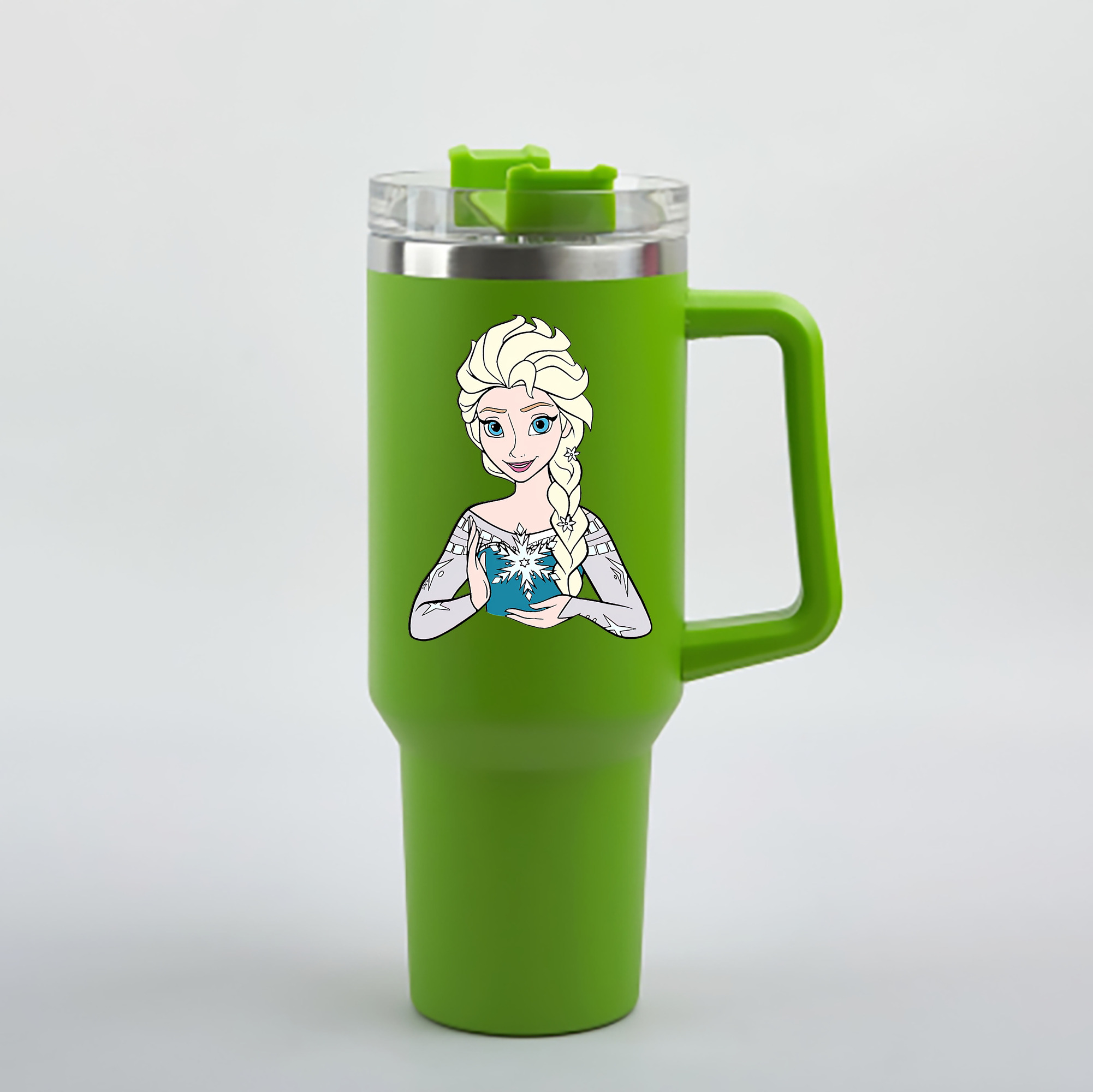 （画像用） アナと雪の女王 アンナ エルサ Frozen Anna Elsa 1200mL車用タンブラー - クリスタルステッカー（プラスチックストロー付き）